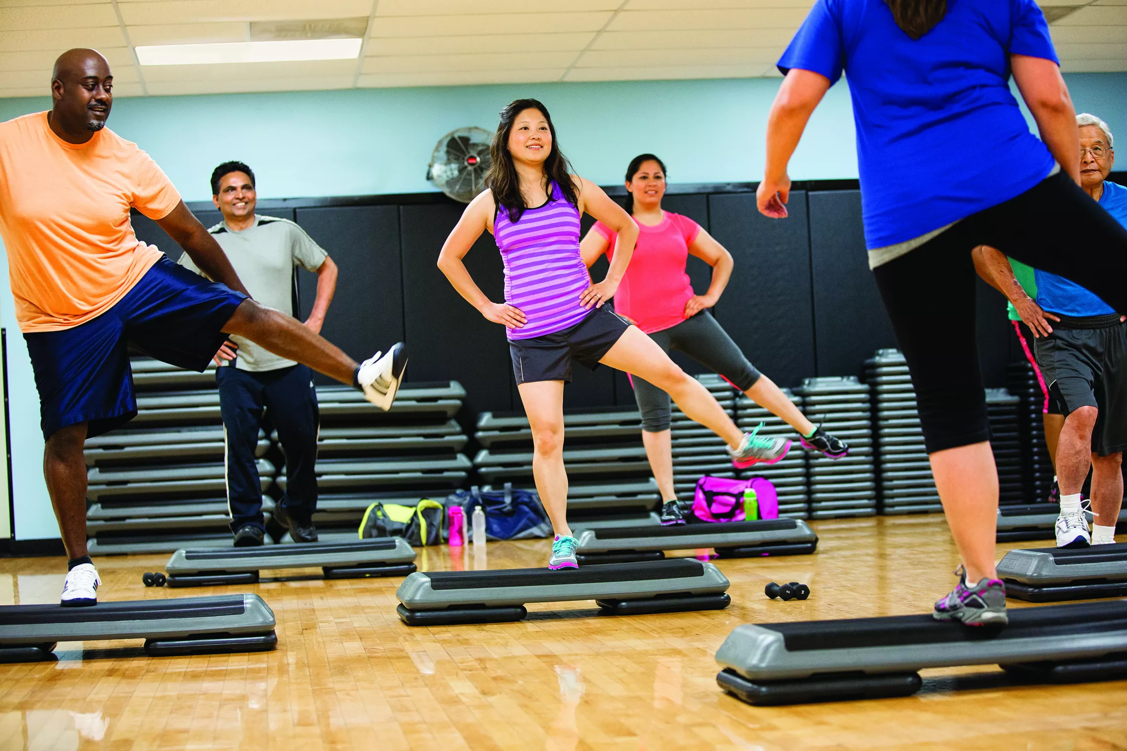 Group of adults in a fitness class
