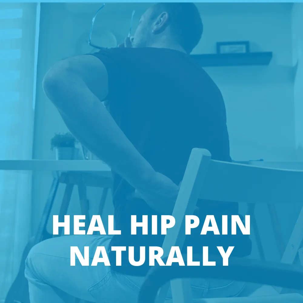 person holding their back and hip in pain